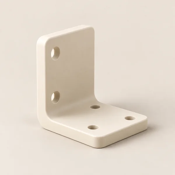 Modelo conceptual de soporte marfil en L con orificios.